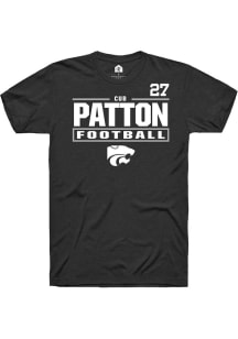 Cub Patton K-State Wildcats Black Football NIL Stacked Box Short Sleeve Player T Shirt