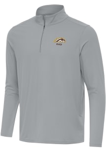 Antigua Western Michigan Broncos Mens Ash Intent Dad Long Sleeve Qtr Zip Pullover