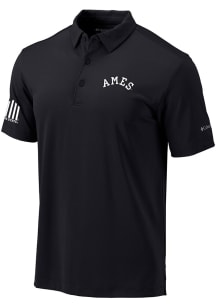 Columbia Iowa State Cyclones Mens Black Ames 5-Bar Short Sleeve Polo