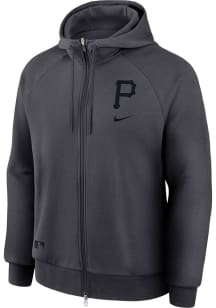 Nike Pittsburgh Pirates Mens Anthracite Authentic Collection Left Chest Logo Long Sleeve Full Zip..