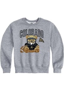 Summit Sportswear Colorado Buffaloes Youth Grey Bear Necessities Long Sleeve Crew Sweatshirt