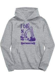 Vive La Fete Northwestern Wildcats Toddler Grey Excavator Long Sleeve Hooded Sweatshirt