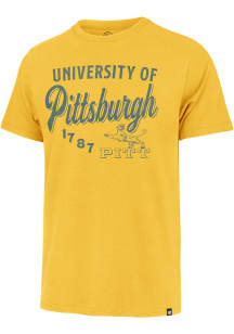47 Pitt Panthers Gold Diag Script Franklin Short Sleeve Fashion T Shirt