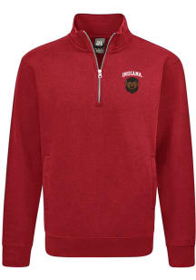 Indiana Hoosiers Mens Crimson Hoosier the Bison Long Sleeve Qtr Zip Pullover