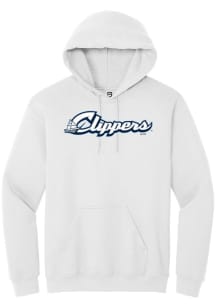 Summit Sportswear Columbus Clippers Mens White Alt Logo Wordmark Long Sleeve Hoodie