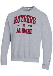 Champion Rutgers Scarlet Knights Mens Grey Est Date Alumni Powerblend Long Sleeve Crew Sweatshirt