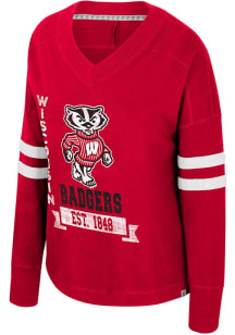 Colosseum Wisconsin Badgers Womens Red Violet LS Tee