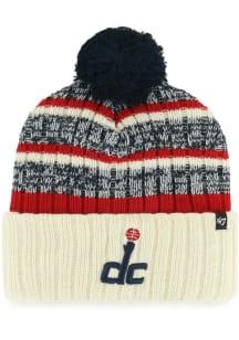 47 Washington Wizards White DC Logo Tavern Cuff Pom Mens Knit Hat