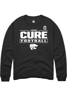 Linkon Cure K-State Wildcats Mens Black Football NIL Stacked Box Player Crew