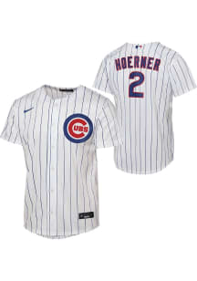 Nico Hoerner  Nike Chicago Cubs Youth White Home Baseline Jersey
