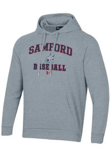 Under Armour Samford University Bulldogs Mens Grey Baseball Rival Long Sleeve Hoodie