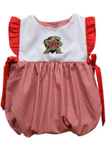 Vive La Fete Maryland Terrapins Baby Girls Red Gingham Bubble Short Sleeve Dress