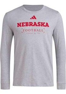 Adidas Nebraska Cornhuskers Grey Locker Practice Football Long Sleeve T-Shirt