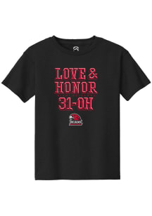 Summit Sportswear Miami RedHawks Youth Black Love & Honor 31-OH Short Sleeve T-Shirt