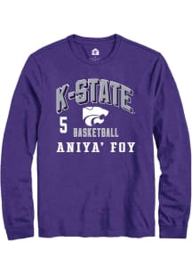 Aniya’ Foy K-State Wildcats Purple NIL Arch Logo Long Sleeve Player T Shirt