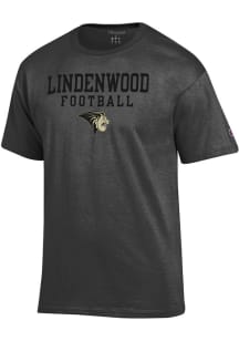 Champion Lindenwood Lions Charcoal Football Short Sleeve T Shirt