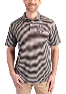 Cutter and Buck Indiana Hoosiers Mens Black 2025 CFP National Champions Virtue Eco Pique Stripe Sh..