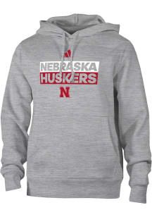 Adidas Nebraska Cornhuskers Mens Grey Heat Seal Fleece Long Sleeve Hoodie