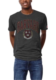 League Harvard Crimson Denim Blue Arched Shield Short Sleeve Fashion T Shirt