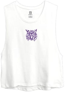 Summit Sportswear K-State Wildcats Womens White Crop Muscle Tank Top