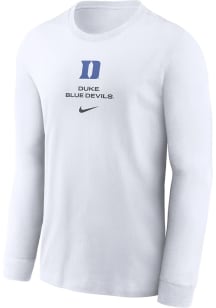 Nike Duke Blue Devils White DriFit Sideline Practice Long Sleeve T Shirt