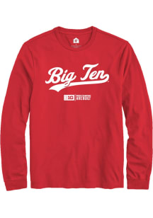 Rally Big Ten Red Script Long Sleeve T Shirt