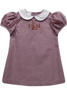 Vive La Fete Louisiana-Monroe Warhawks Baby Girls Red Gingham Collar Short Sleeve Dress