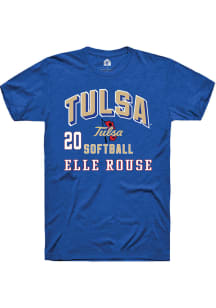Elle Rouse Tulsa Golden Hurricane Blue NIL Arch Logo Short Sleeve Player T Shirt