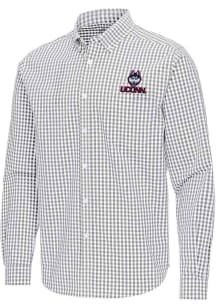 Antigua UConn Huskies Mens Ash Ellis Long Sleeve Dress Shirt