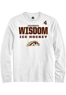 Zaccharya Wisdom Western Michigan Broncos White NIL Stacked Box Long Sleeve Player T Shirt