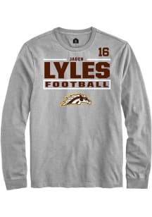 Jaden Lyles Western Michigan Broncos Grey Football NIL Stacked Box Long Sleeve Player T Shirt