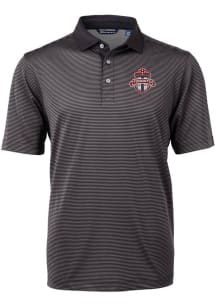 Cutter and Buck Toronto FC Mens Black Virtue Eco Pique Micro Stripe Short Sleeve Polo