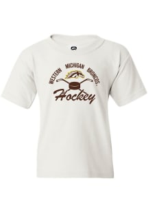 Summit Sportswear Western Michigan Broncos Youth White Hockey Short Sleeve T-Shirt