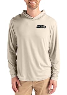 Cutter and Buck Seattle Seahawks Mens Oatmeal Mono Coastline Eco Long Sleeve Lightweight Hoodie