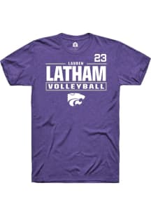Lauren Latham K-State Wildcats Purple NIL Stacked Box Short Sleeve Player T Shirt