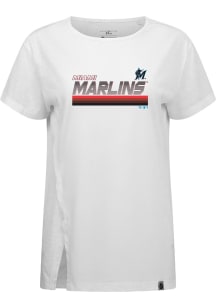 Levelwear Miami Marlins Womens White Influx Breaker Short Sleeve T-Shirt