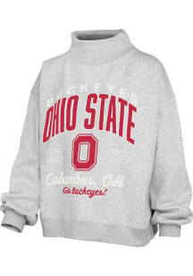 Pressbox Ohio State Buckeyes Womens Ash Lingo Mock Neck Crew Sweatshirt