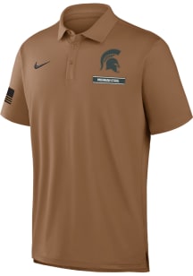 Nike Michigan State Spartans Mens Brown Military Tour Short Sleeve Polo