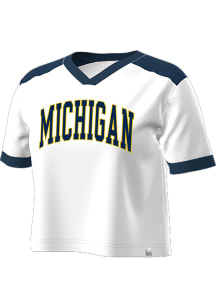 Champion Michigan Wolverines Womens White Jersey Short Sleeve T-Shirt