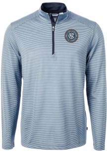 Cutter and Buck New York City FC Mens Light Blue Virtue Eco Pique Stripe Big and Tall Qtr Zip