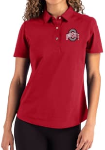 Cutter and Buck Ohio State Buckeyes Womens Red Advantage Short Sleeve Polo Shirt