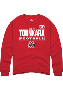 Ahmed Tounkara Ohio State Buckeyes Mens Red Football NIL Stacked Box Player Crew
