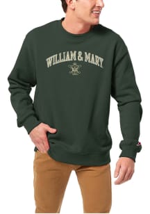 William & Mary Tribe Mens Green Essential Crew 2.0 Long Sleeve Crew Sweatshirt