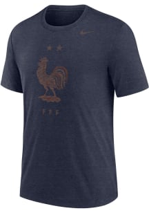 Nike France National Team Navy Blue Badge Short Sleeve Fashion T Shirt