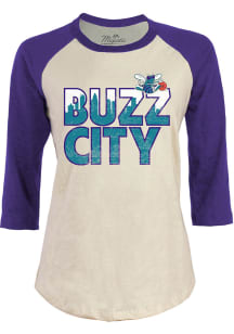 Charlotte Hornets Womens Cream Softhand 3/4 Raglan LS Tee