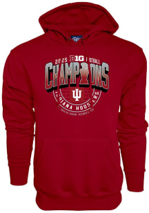 Blue 84 Indiana Hoosiers Mens Crimson 2025 Big Ten Champions Locker Room Long Sleeve Hoodie
