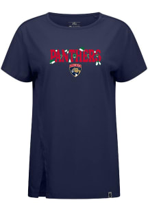 Levelwear Florida Panthers Womens Navy Blue Influx Festive Short Sleeve T-Shirt