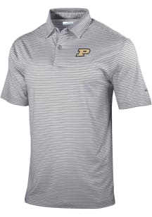 Columbia Purdue Boilermakers Mens Grey Heat Seal Golden Hills Short Sleeve Polo