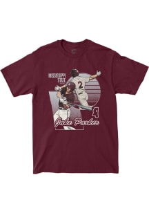 Jacob Parker Mississippi State Bulldogs Maroon Vintage Collage Short Sleeve Fashion Player T Shirt