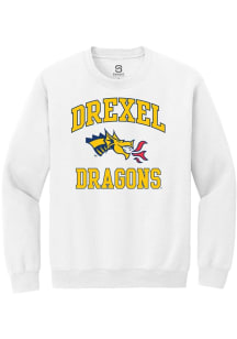 Summit Sportswear Drexel Dragons Mens White No 1 Neutral Long Sleeve Crew Sweatshirt
